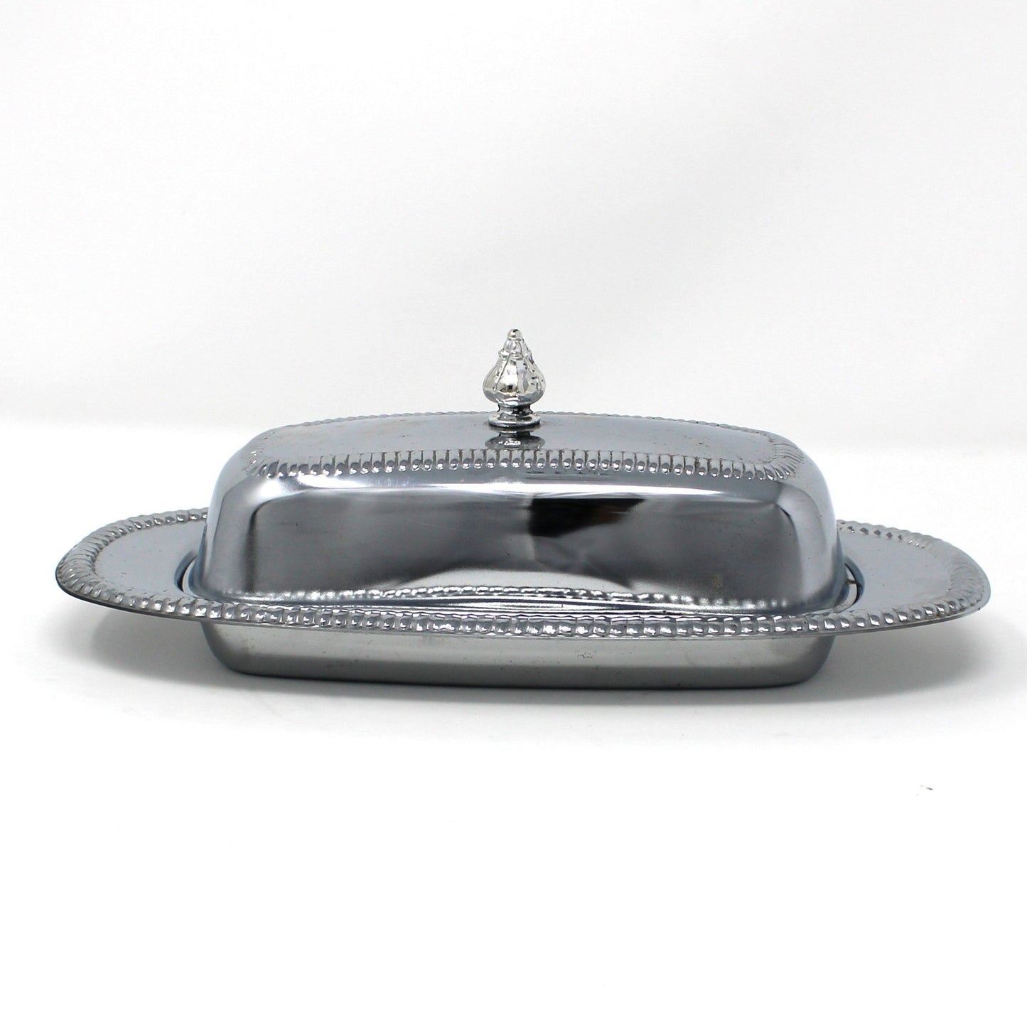 Butter Dish, Shelton Ware, Chrome Plated with Glass Insert, Vintage Hollowware