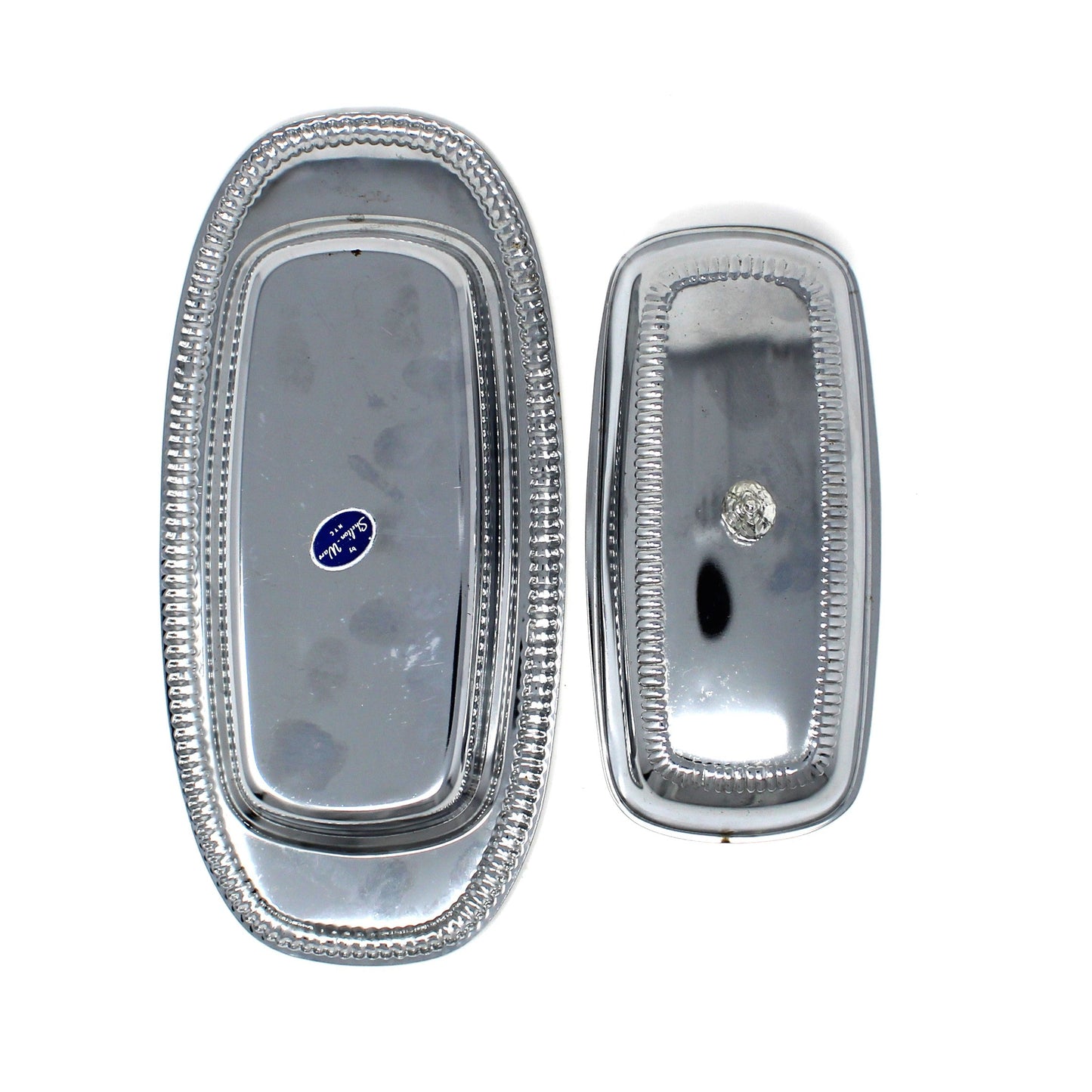 Butter Dish, Shelton Ware, Chrome Plated with Glass Insert, Vintage Hollowware