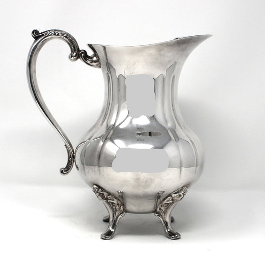 Vintage Beverage Pitcher, Silverplate with Ice Lip, Sheridan Taunton Silversmiths Melon Rib Style Serveware, Hollowware SDN17, Barware
