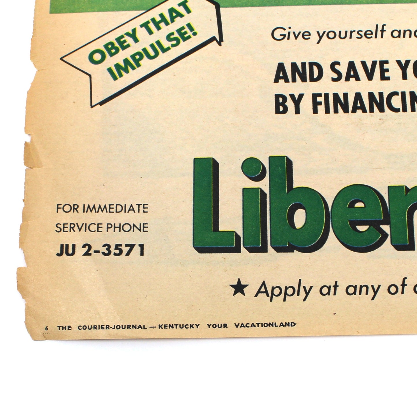 Advertisement, Liberty National Bank, Banking / Financing Automobile, Original 1962 Magazine Ad, Vintage