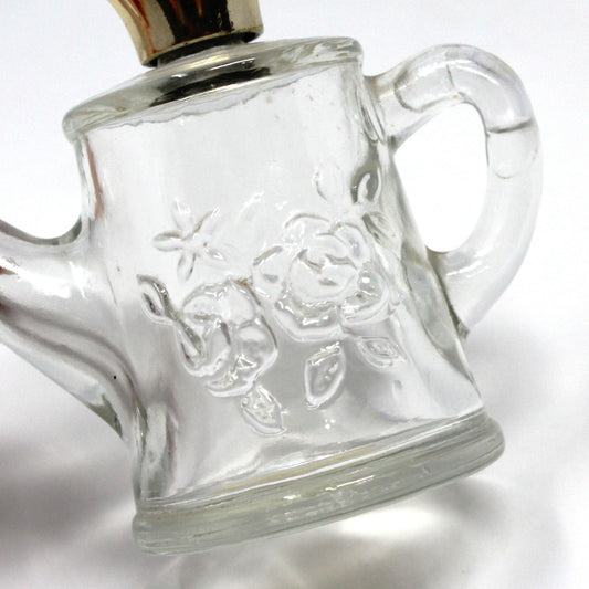 Perfume Bottle, Avon, Watering Can, Embossed Roses, Vintage Collectible