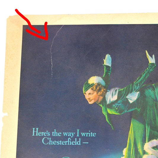 Advertisement, Chesterfield Cigarettes, 1935, They Satisfy, Original Magazine Ad, Vintage