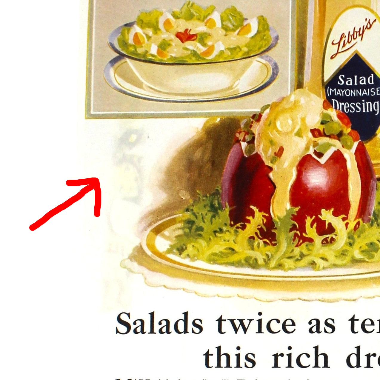 Advertisement, Libby's Mustard, 1919, Original Magazine Ad, Salads Twice as Tempting, Antique