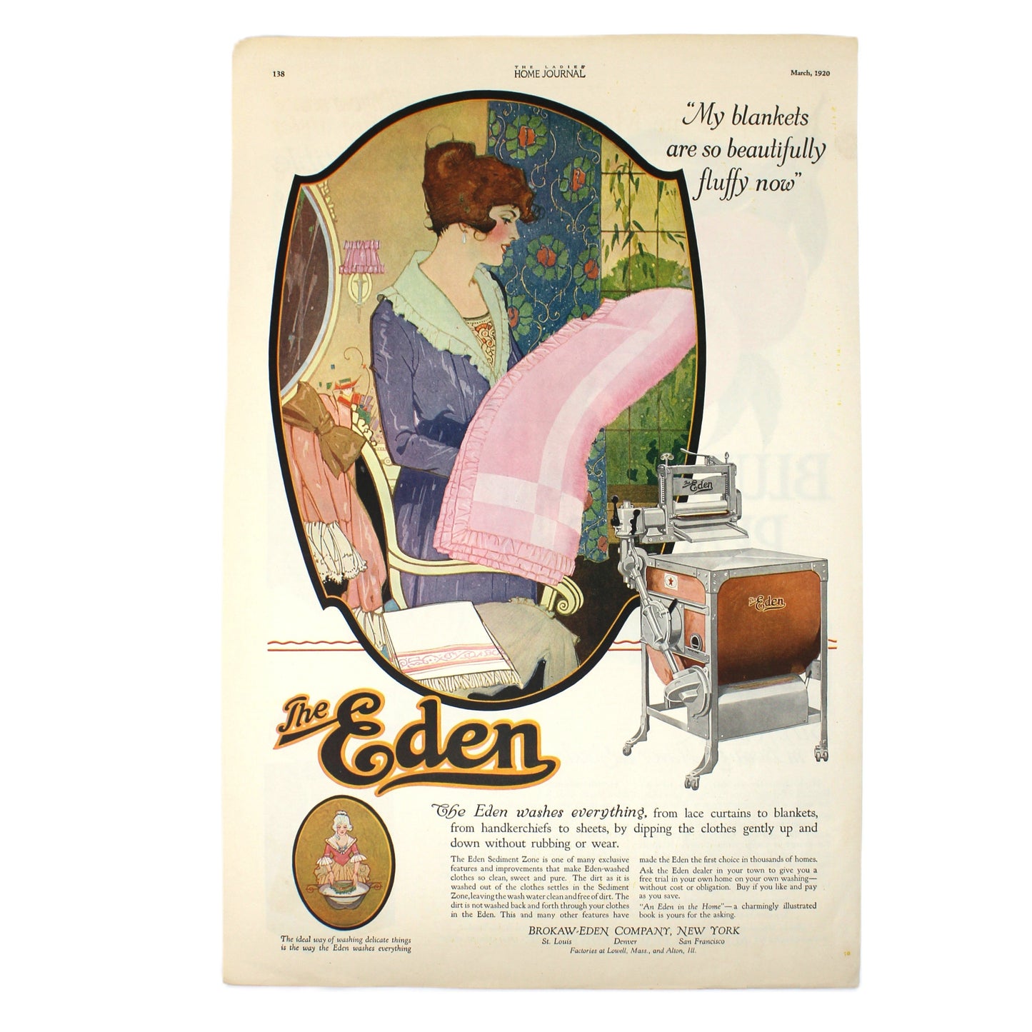 Advertisement, Blue Ribbon Peaches, California Peach Growers, Original Magazine Ad 1920, Antique