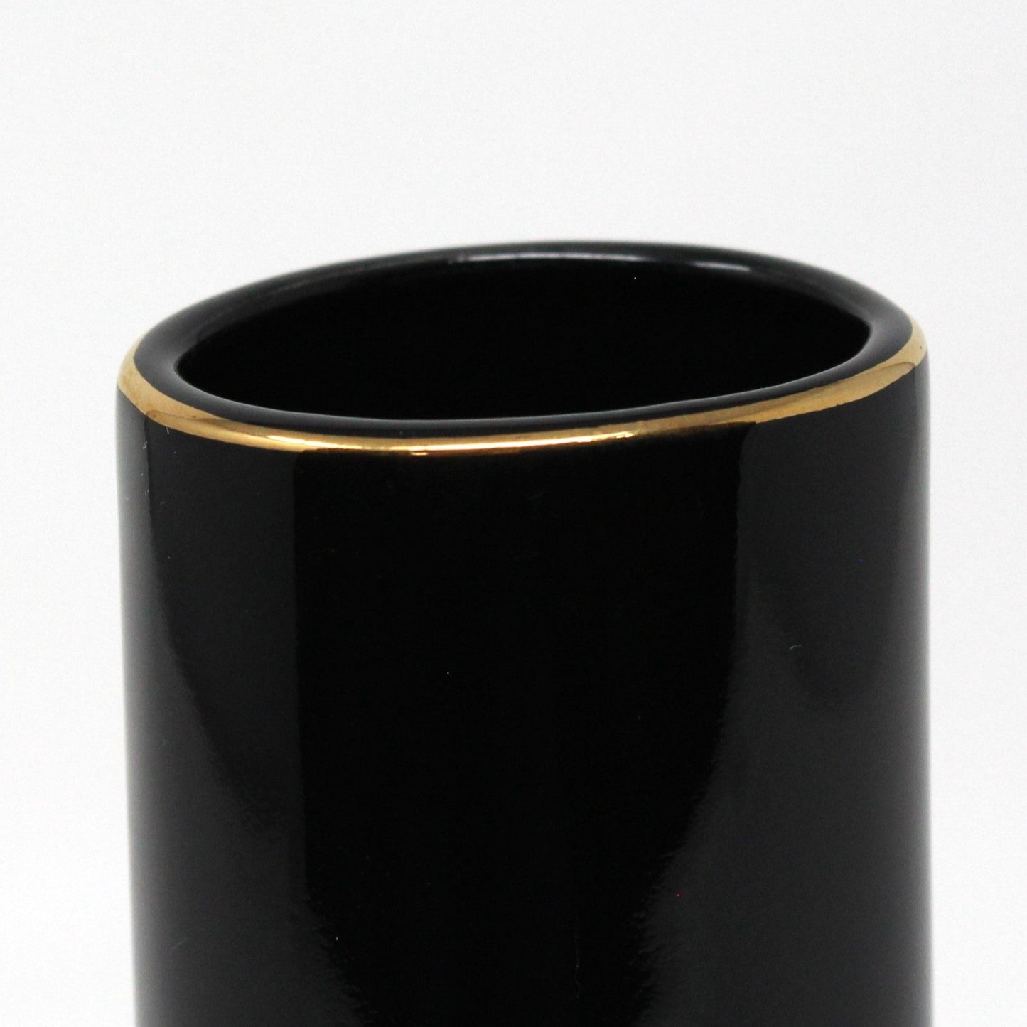 Vase, Otagiri, Black Vase with Golden Sea Shells, Japan Porcelain, Vintage