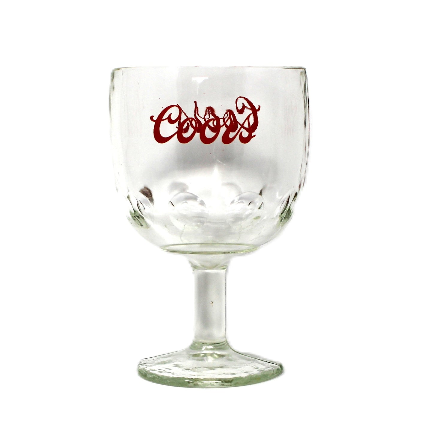 Beer Glass / Schooner, Coors, Thumbprint Swirl Glass, Red ACL, Vintage Barware