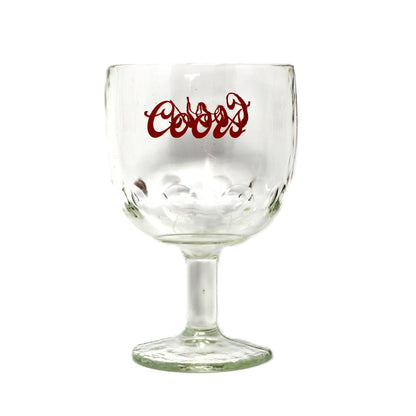 Beer Glass / Schooner, Coors, Thumbprint Swirl Glass, Red ACL, Vintage Barware