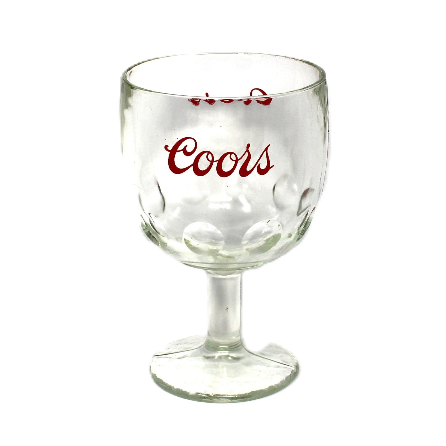 Beer Glass / Schooner, Coors, Thumbprint Swirl Glass, Red ACL, Vintage Barware