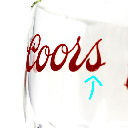 Beer Glass / Schooner, Coors, Thumbprint Swirl Glass, Red ACL, Vintage Barware