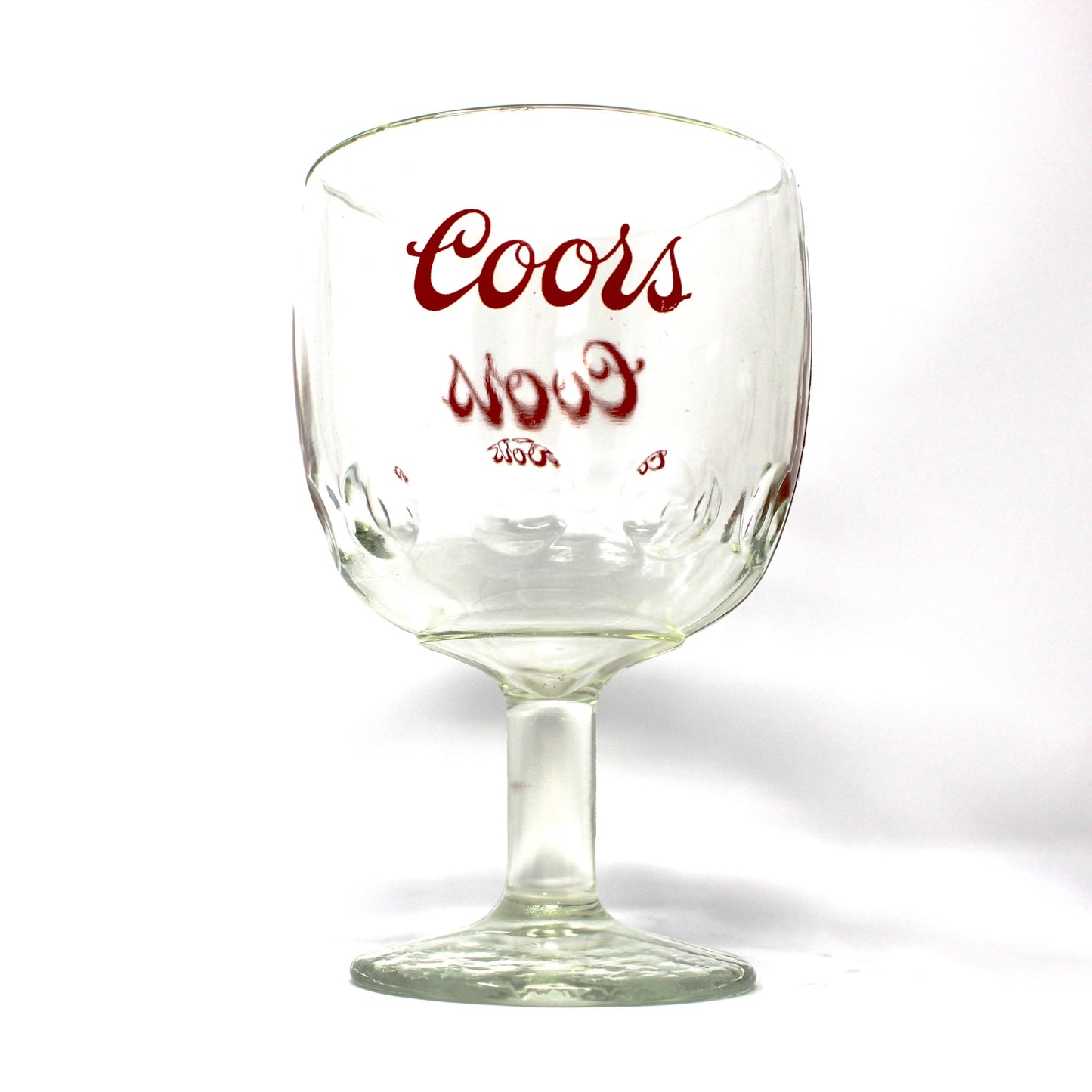 Beer Glass / Schooner, Coors, Thumbprint Swirl Glass, Red ACL, Vintage Barware