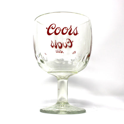 Beer Glass / Schooner, Coors, Thumbprint Swirl Glass, Red ACL, Vintage Barware