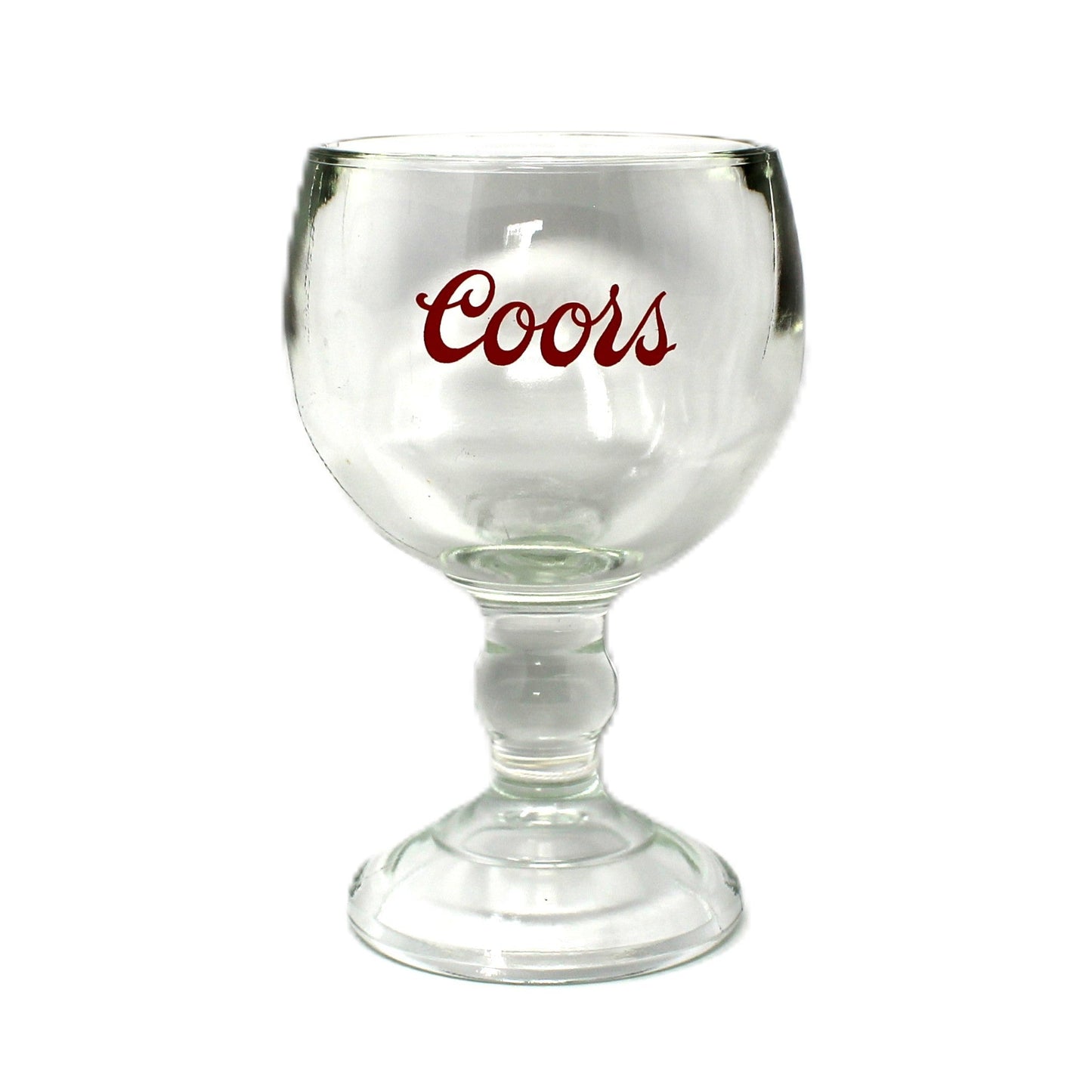 Beer Glass, Coors, Stemmed Goblet, Red ACL Letters, Heavy Pedestal Chalice, Vintage