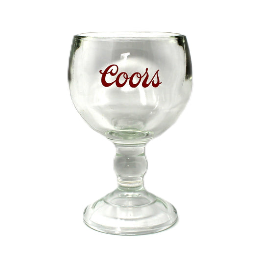 Beer Glass, Coors, Stemmed Goblet, Red ACL Letters, Heavy Pedestal Chalice, Vintage