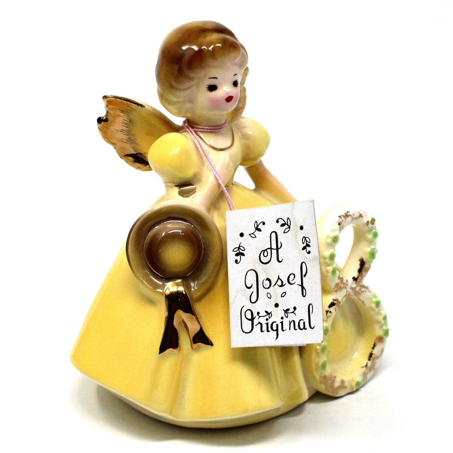 Figurine, Josef Originals Birthday Angel, 8 Years, Yellow Dress