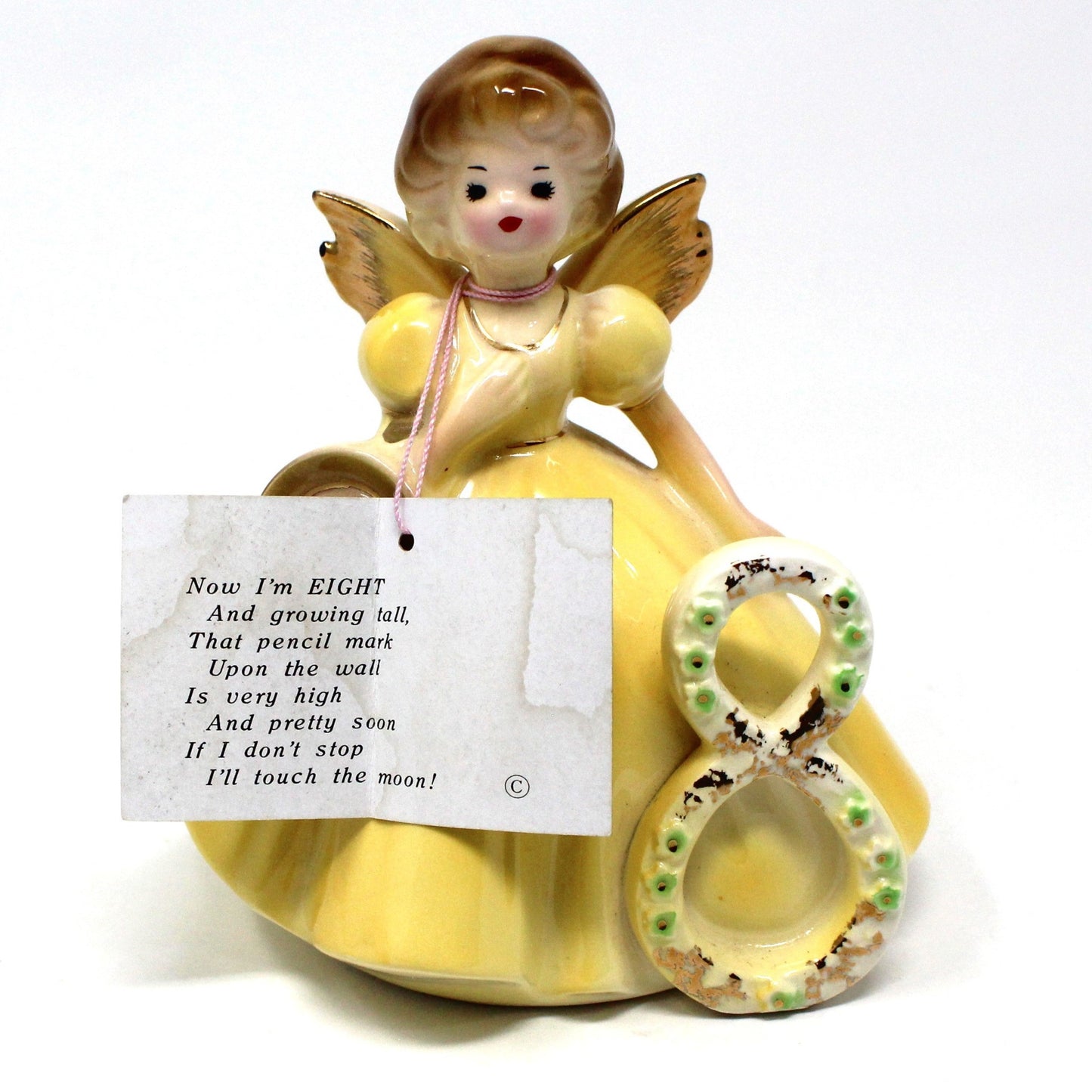 Figurine, Josef Originals Birthday Angel, 8 Years, Yellow Dress