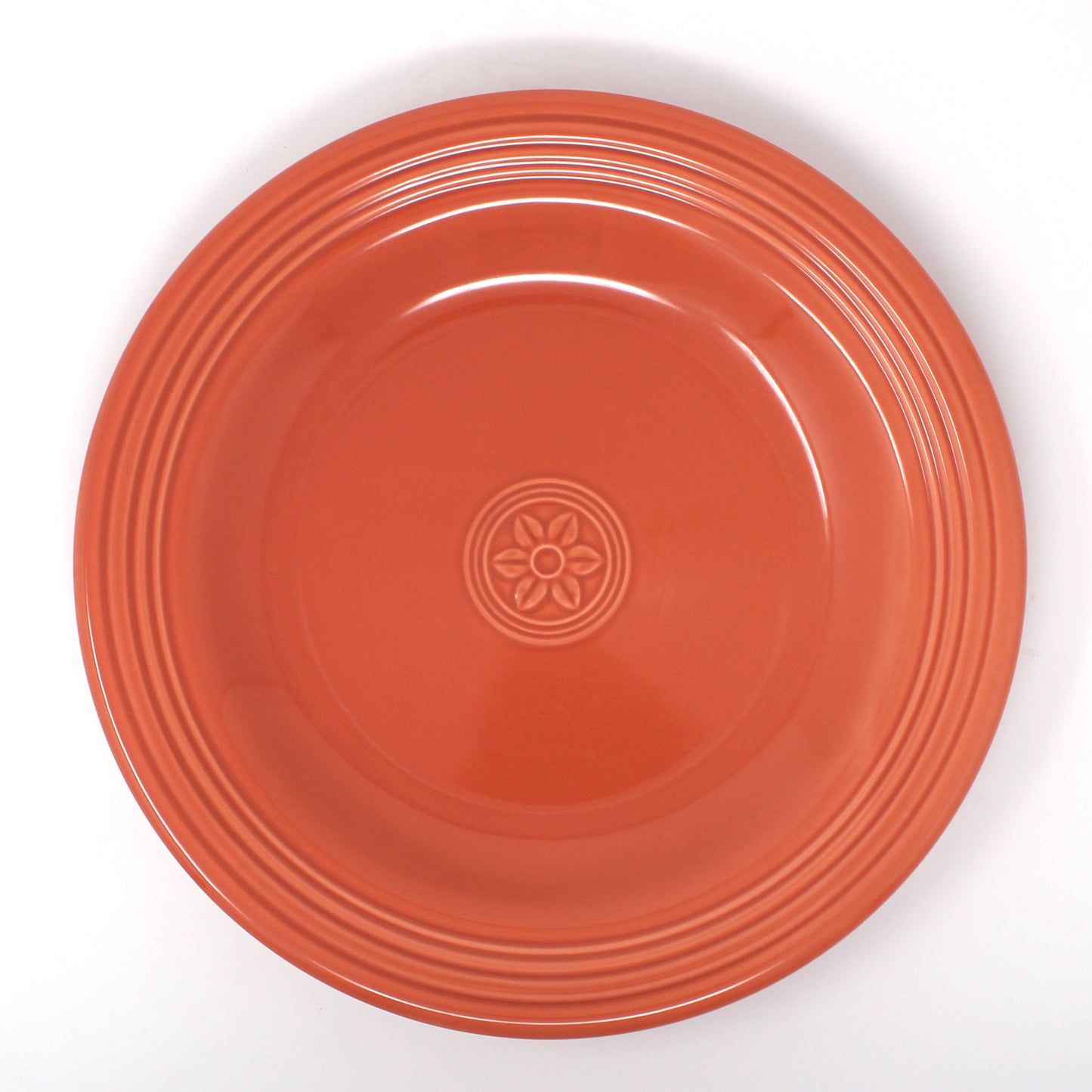 Vintage Large Serving Plate / Chop Plate by Oneida "Petals" pattern in Terracotta, circa 1990's. Ceramic serveware, colorful tableware