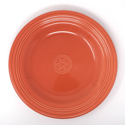 Vintage Large Serving Plate / Chop Plate by Oneida "Petals" pattern in Terracotta, circa 1990's. Ceramic serveware, colorful tableware