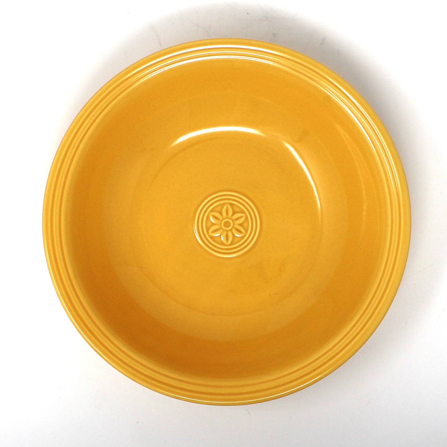 Vintage Serving Bowl by Oneida "Petals" pattern in Marigold (Yellow), circa 1990's. Ceramic serveware, colorful tableware