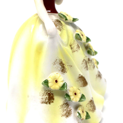 Figurine, Lefton, Designed By Marika, Mathilde, Girl in Yellow Dress with Flowers, Vintage