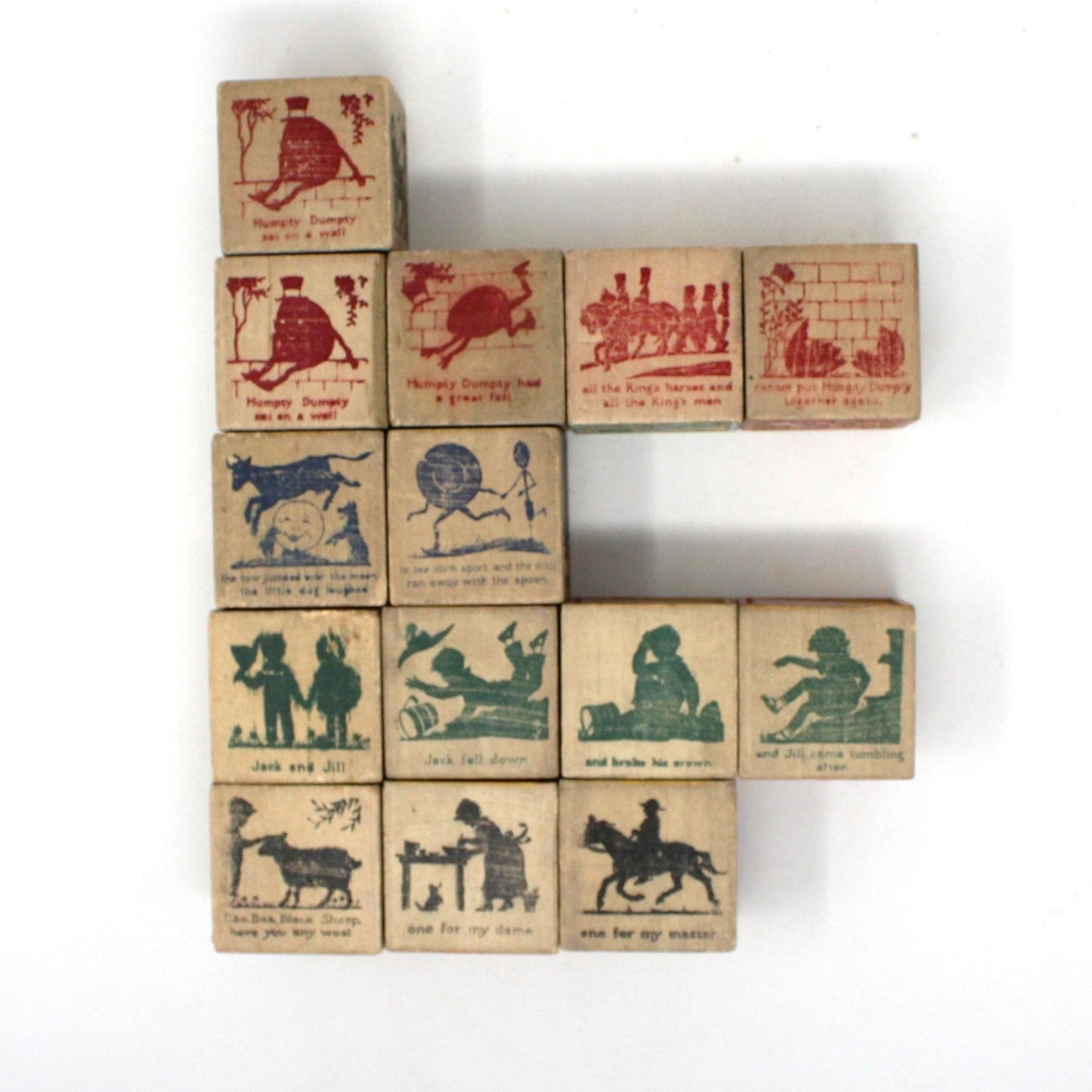 Wooden Blocks, Children's Building Blocks: Animals, Numbers, Figures, Nursery Rhymes, Antique