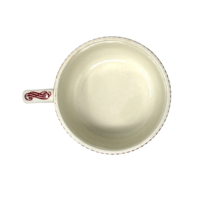 Teacup, Royal China, Currier & Ives, Star of the Road, Scroll Handle, Pink & White, USA, Vintage 1967 — Cup Only