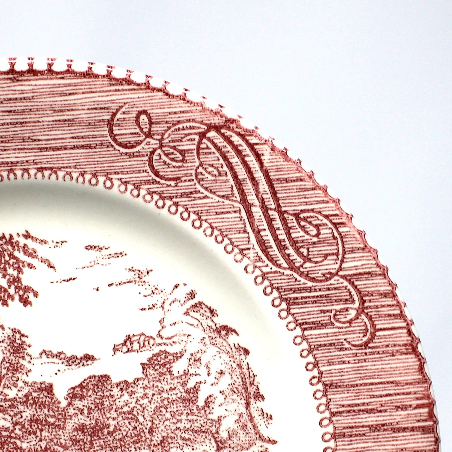 Bread & Butter Plates, Royal China, Currier & Ives, Pink & White Ceramic, Vintage
