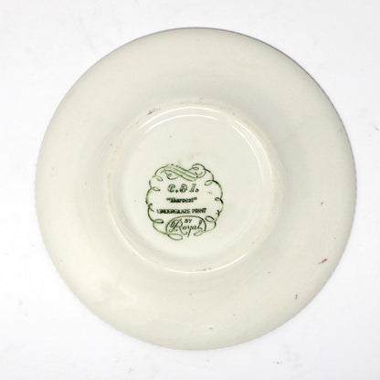 Bread & Butter Plates, Royal China, Currier & Ives, Pink & White Ceramic, Vintage