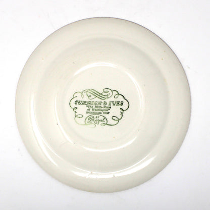 Dessert / Salad Plate, Royal China, Currier & Ives, Pink & White Ceramic, Vintage