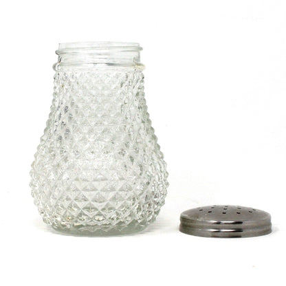 Shaker, Diamond Point, Glass with Silver Metal Top, Vintage Import