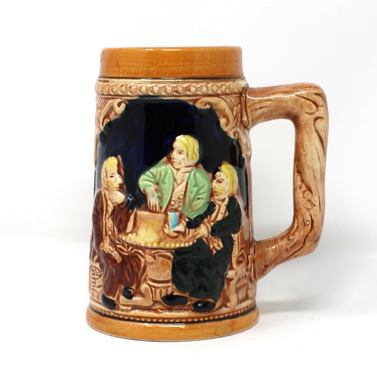 Beer Mug, German Style, Pub Scene and Castle, Japan Ceramic, Vintage