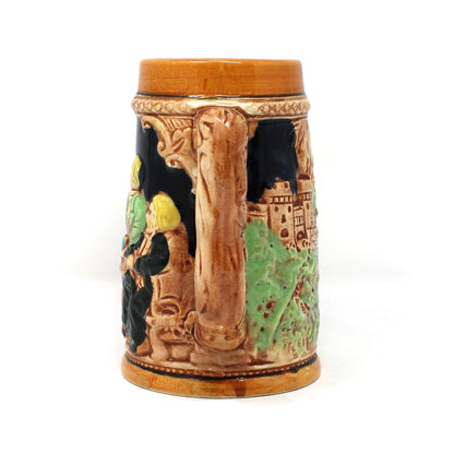 Beer Mug, German Style, Pub Scene and Castle, Japan Ceramic, Vintage