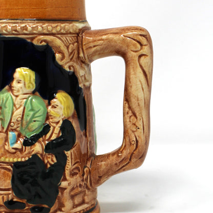 Beer Mug, German Style, Pub Scene and Castle, Japan Ceramic, Vintage
