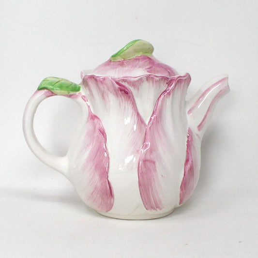 Teapot, Bombay, Flower Shaped Teapot, Pink & White, Vintage