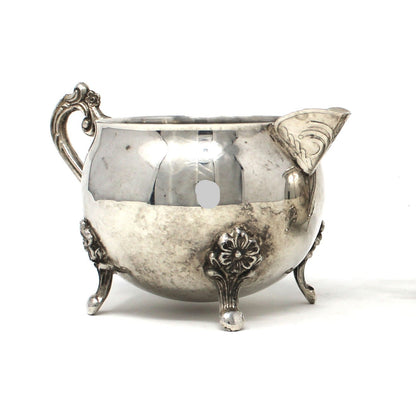 Creamer & Sugar with Lid, Silverplate Hollowware, W & S Blackinton, Floral Footed, Vintage