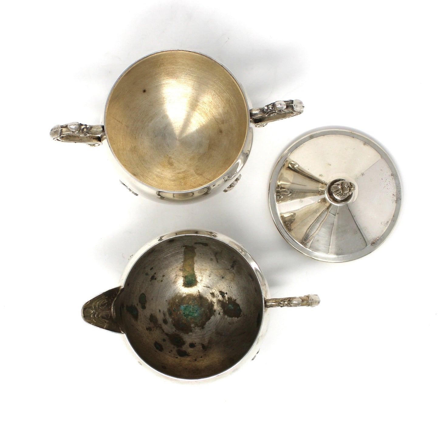 Creamer & Sugar with Lid, Silverplate Hollowware, W & S Blackinton, Floral Footed, Vintage