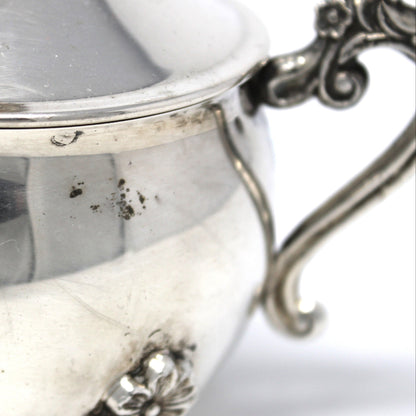 Creamer & Sugar with Lid, Silverplate Hollowware, W & S Blackinton, Floral Footed, Vintage