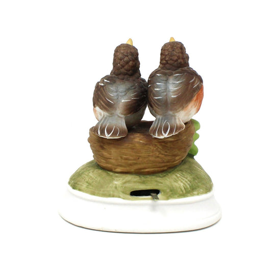 Musical Figurine, Gorham, Musical Birds, Robins, Porcelain, Vintage