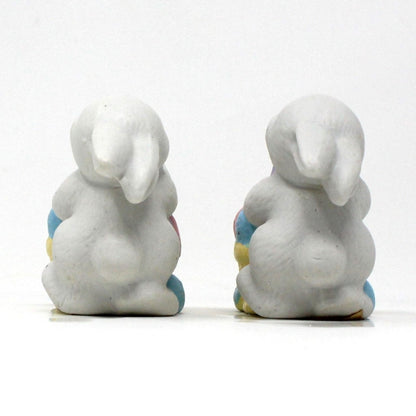 Candle Holders, Bunnies Holding Easter Eggs, Ceramic, Vintage