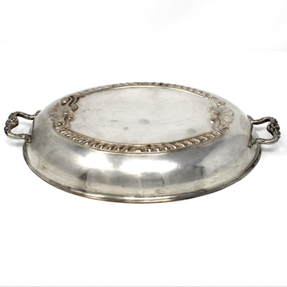 Serving Dish LID ONLY, Silverplate, Oval Cover for Vegetable Server, Ornate Shell Design, Vintage