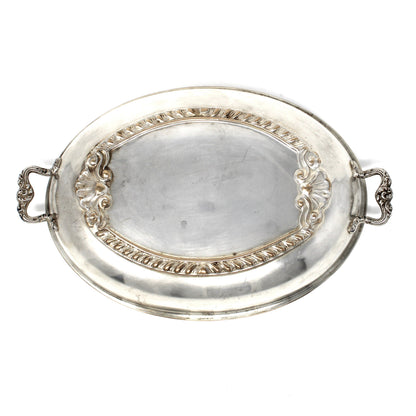 Vintage Silverplate Oval Vegetable Dish LID ONLY for Covered Vegetable Server with Handles. Replacement Lid, Ornate Shell Design and Gadroon Pattern.