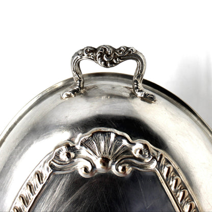 Serving Dish LID ONLY, Silverplate, Oval Cover for Vegetable Server, Ornate Shell Design, Vintage