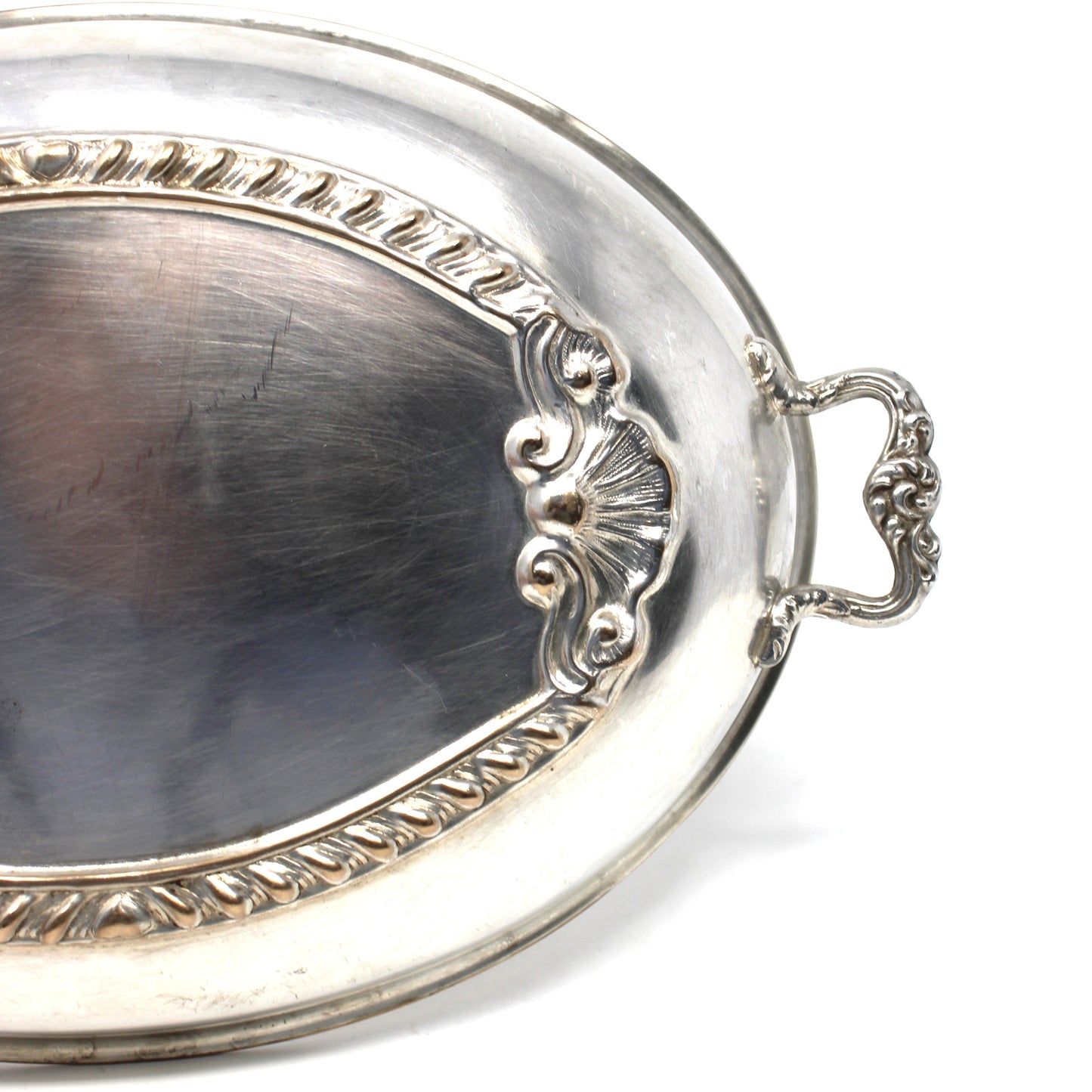 Serving Dish LID ONLY, Silverplate, Oval Cover for Vegetable Server, Ornate Shell Design, Vintage