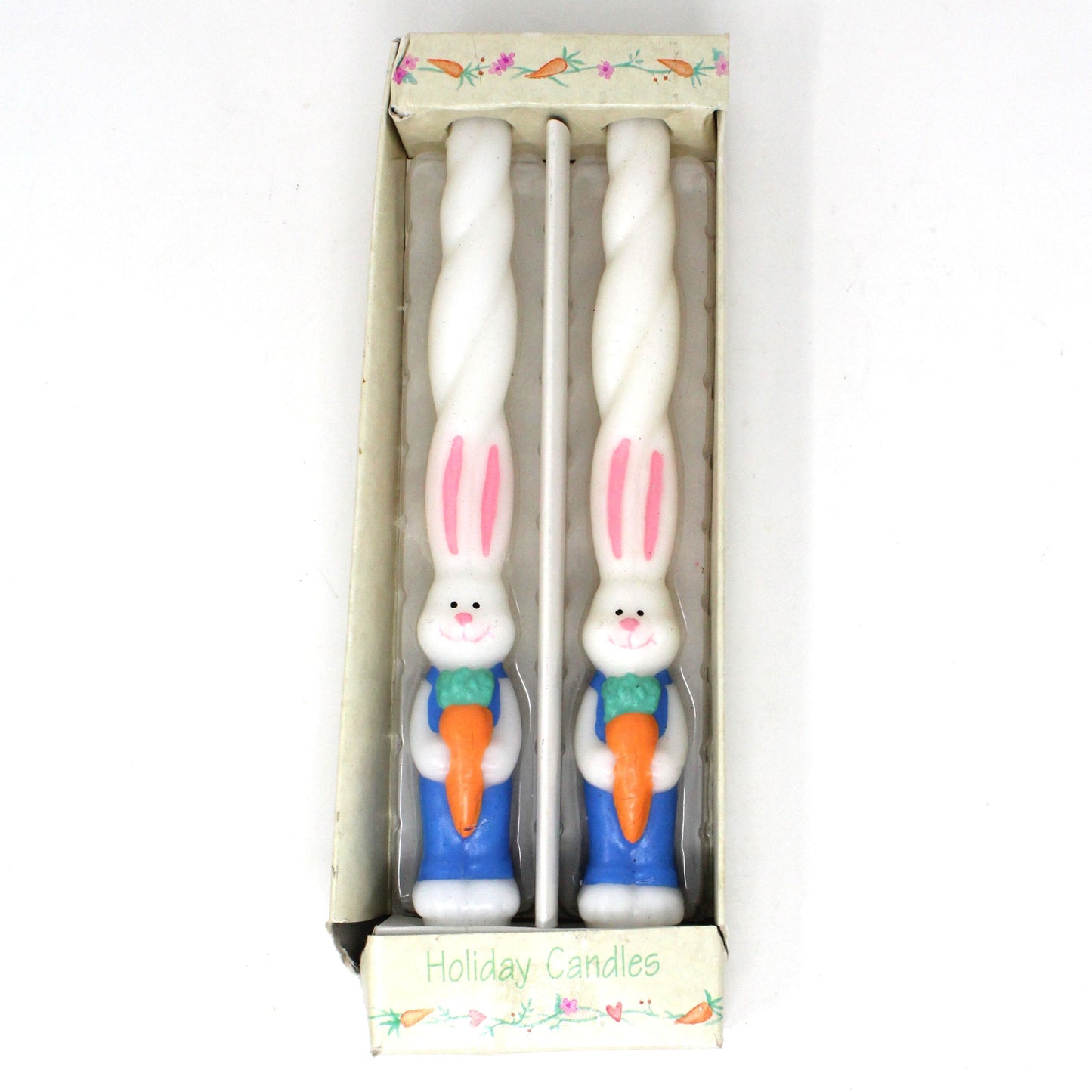 Candle, Russ Berrie, Figural Easter Bunnies with Twisted Ears and Carrots, Vintage