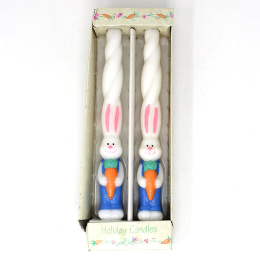 Candle, Russ Berrie, Figural Easter Bunnies with Twisted Ears and Carrots, Vintage