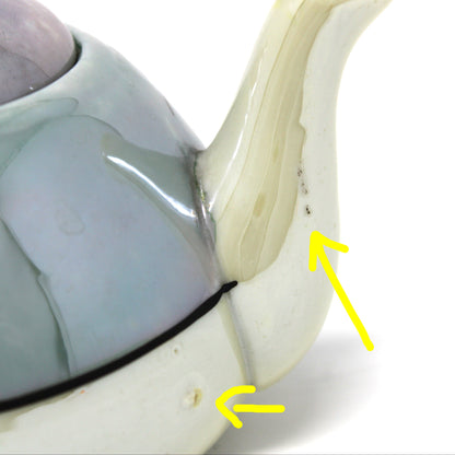 Teapot, Purple Lusterware, Mini / One Cup, Hand Painted Red Floral Japan Porcelain, Vintage