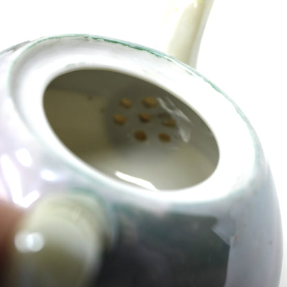 Teapot, Purple Lusterware, Mini / One Cup, Hand Painted Red Floral Japan Porcelain, Vintage