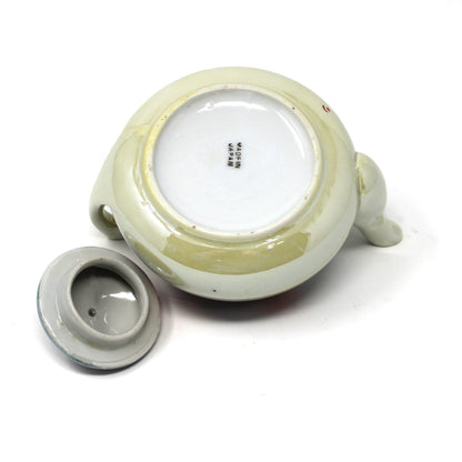 Teapot, Purple Lusterware, Mini / One Cup, Hand Painted Red Floral Japan Porcelain, Vintage