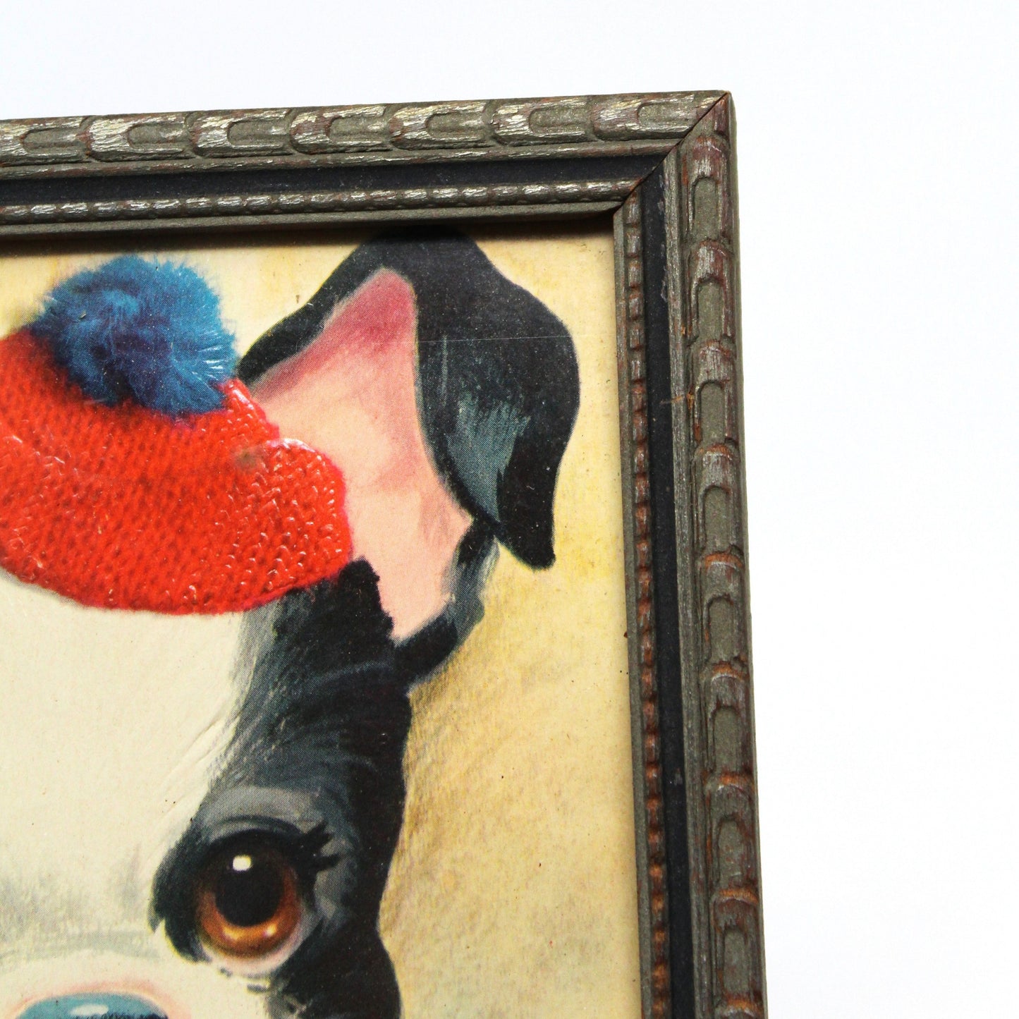 Greeting Card / Birthday, COBY Puppy Dog with Sweater, Framed, Vintage