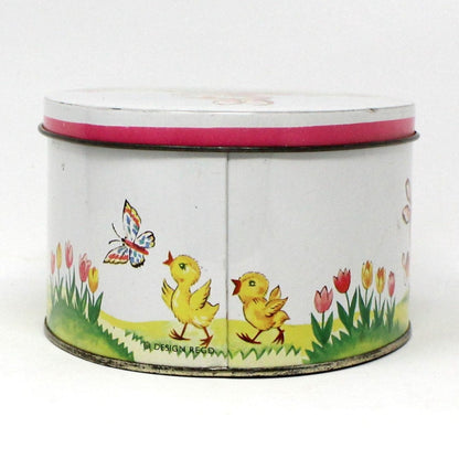 Gift Tin / Candy Tin, Daher, Bunny Rabbit with Chicks & Easter Eggs, Vintage England