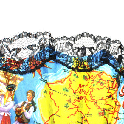 Hand Fan, Spanish Style, Souvenir, Gran Canaria, Canary Islands, Open Cut-Work, Black Lace, Vintage